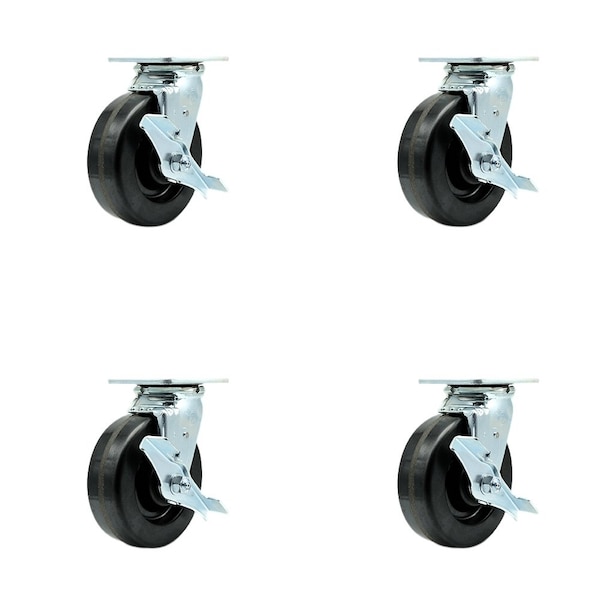 Tool Box Caster Wheel Set 6'' Phenolic Swivel Casters, 4PK